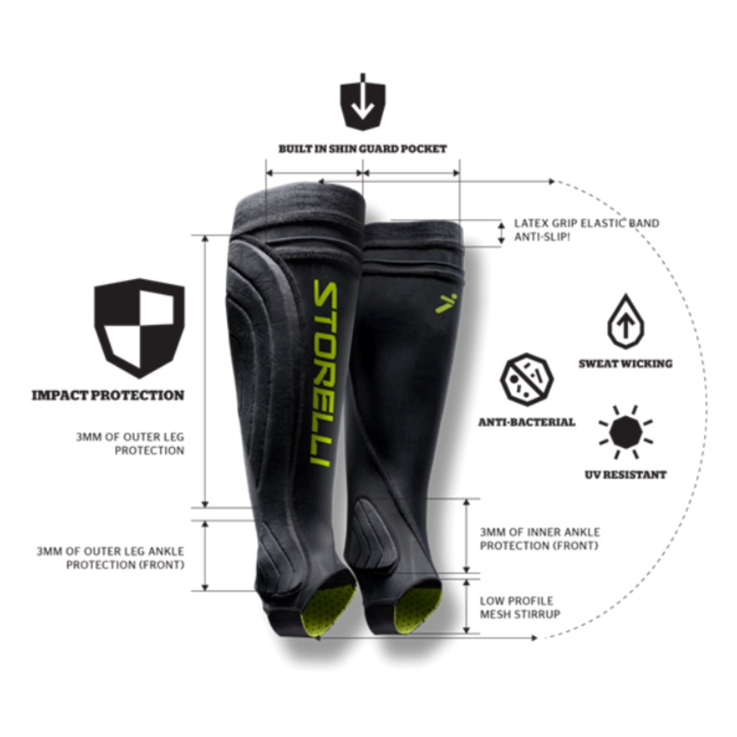 Leg Guards by Storelli - Black leg guards ITASPORT