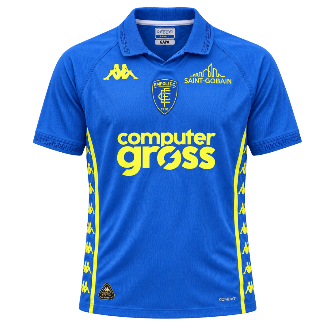 Empoli 2024/25 Home Jersey Kombat Pro in blue with yellow sponsor logos