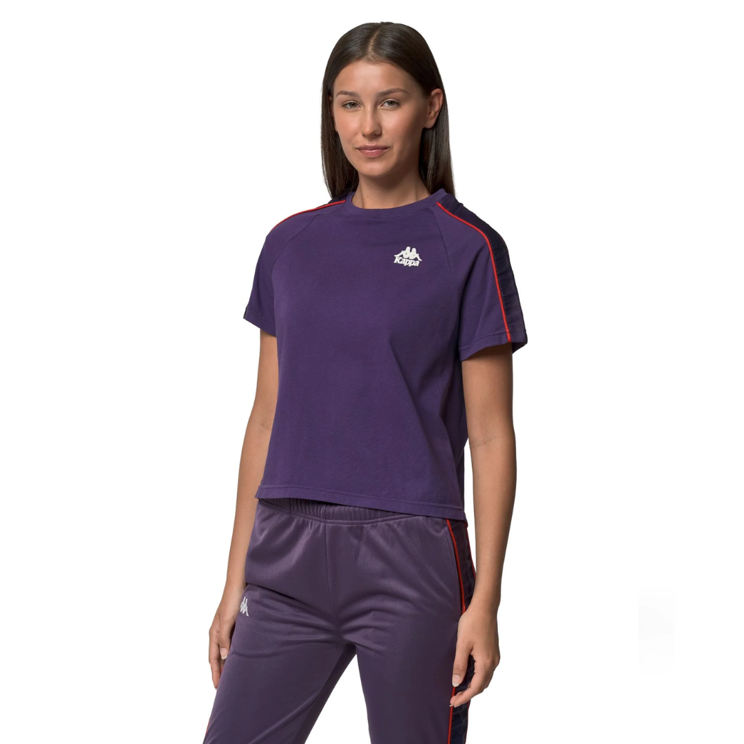 Kappa 222 Banda Adi Women's Tee Violet - front three-quarter view on model